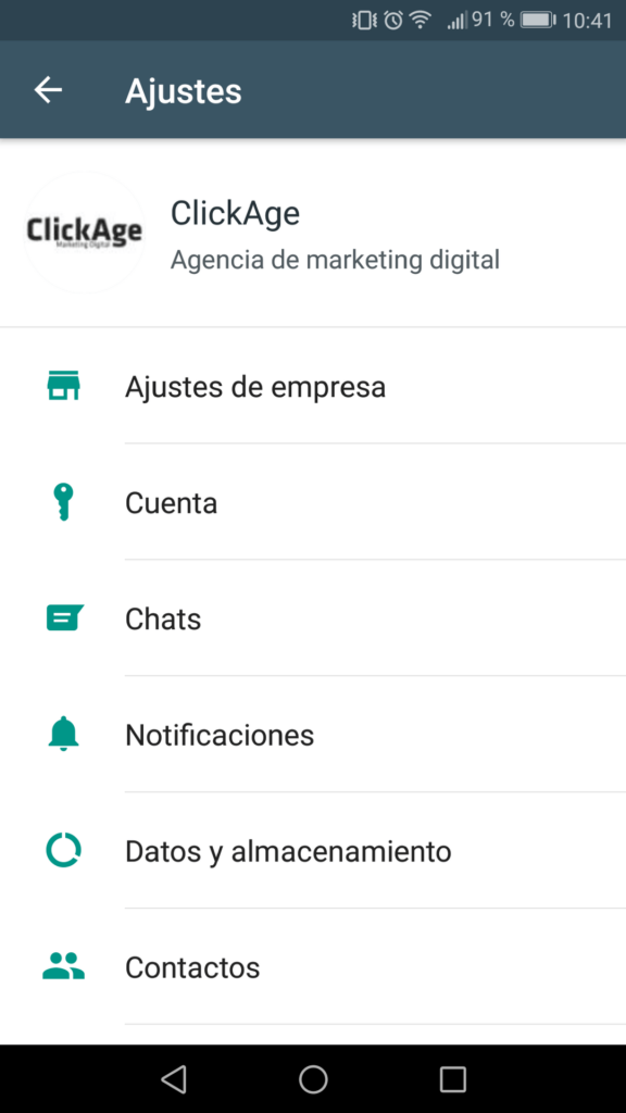 Ajustes de WhatsApp Business