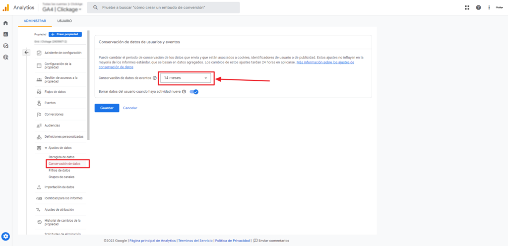 Con Google Analytics 4 puedes ampliar el tiempo de retención de datos